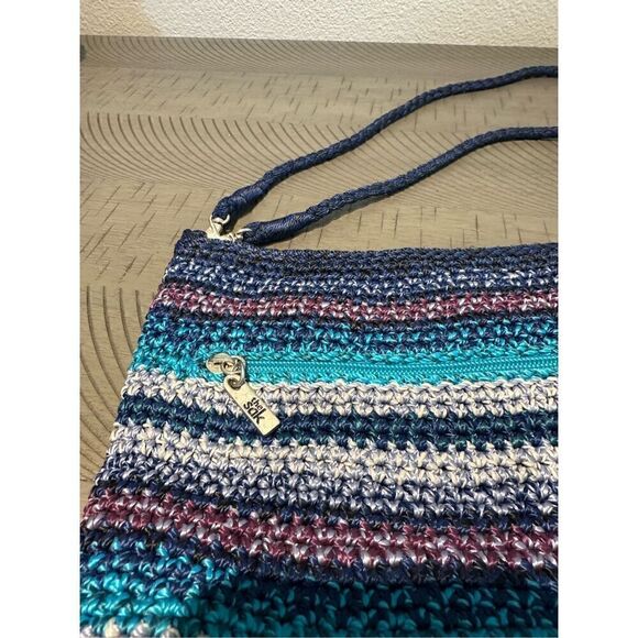 The Sak Hand Bag in beautiful Blue and Purple .  Measures 11 x 7.   21” handle - Picture 4 of 7